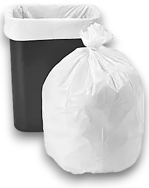 Bolsa de basura blanca en un cesto